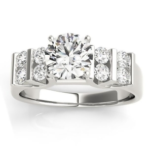 Diamond Channel Set Antique Engagement Ring 14k White Gold 0.48ct - All
