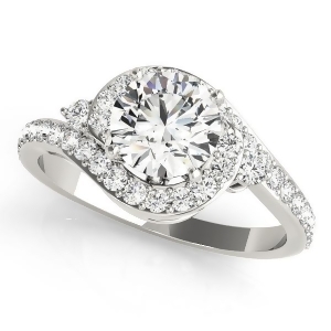 Halo Swirl Diamond Accented Engagement Ring 14k White Gold 1.00ct - All