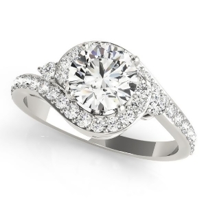 Halo Swirl Diamond Accented Engagement Ring 14k White Gold 1.50ct - All