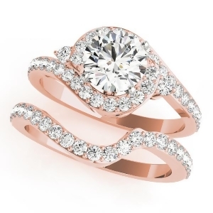 Halo Swirl Diamond Accented Bridal Set 14k Rose Gold 1.79ct - All