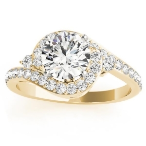 Diamond Halo Swirl Engagement Ring Setting 14k Yellow Gold 0.48ct - All