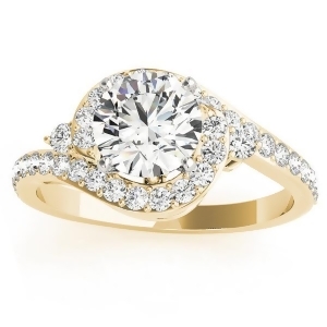 Diamond Halo Swirl Engagement Ring Setting 18k Yellow Gold 0.48ct - All