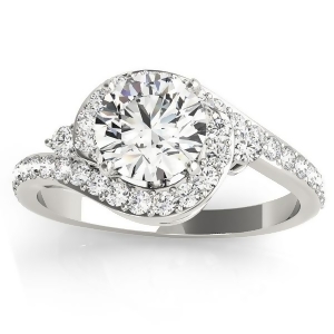 Diamond Halo Swirl Engagement Ring Setting Platinum 0.48ct - All