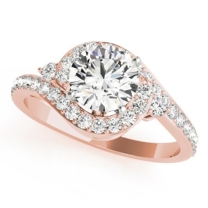 Halo Swirl Diamond Accented Engagement Ring 14k Rose Gold 1.00ct - All