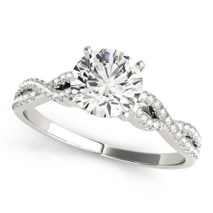 Diamond Accented Twisted Band Engagement Ring 18k White Gold 0.75ct - All