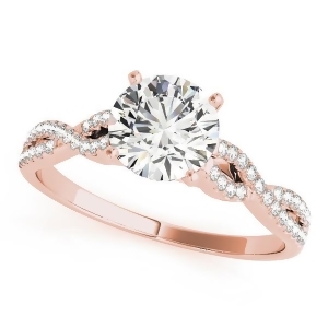 Diamond Accented Twisted Band Engagement Ring 18k Rose Gold 1.50ct - All