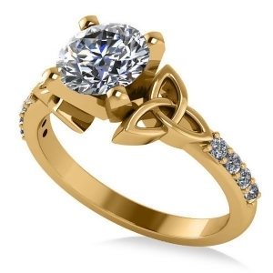 Round Diamond Celtic Knot Engagement Ring 14K Yellow Gold 1.50ct - All