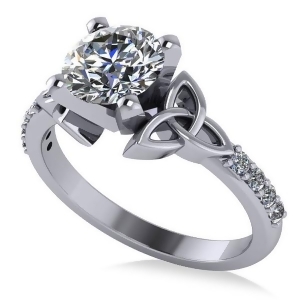 Round Diamond Celtic Knot Engagement Ring 18k White Gold 1.50ct - All