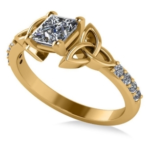 Princess Cut Diamond Celtic Knot Engagement Ring 14K Yellow Gold 0.75ct - All