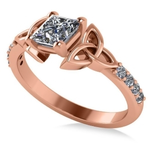 Princess Cut Diamond Celtic Knot Engagement Ring 14K Rose Gold 0.75ct - All