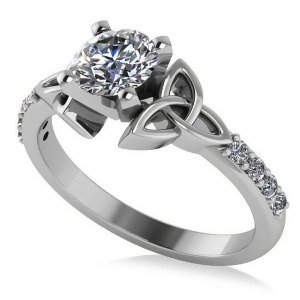 Round Diamond Celtic Knot Engagement Ring 18k White Gold 0.75ct - All