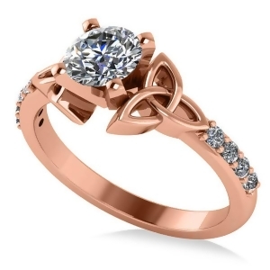 Round Diamond Celtic Knot Engagement Ring 18k Rose Gold 0.75ct - All