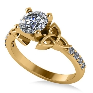 Round Diamond Celtic Knot Engagement Ring 14K Yellow Gold 1.00ct - All