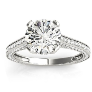 Diamond Accented Engagement Ring 14k White Gold 0.87ct - All