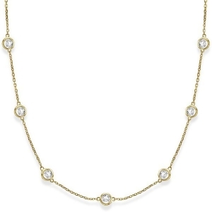 Diamond Station Necklace Bezel-Set in 14k Yellow Gold 3.50ct - All