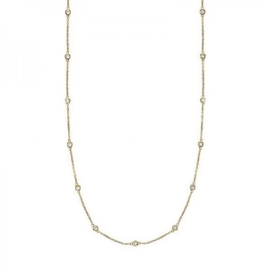 36 inch Long Diamond Station Necklace Strand 14k Yellow Gold 1.00ct - All