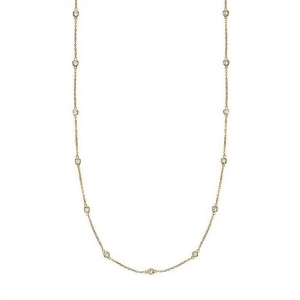 36 inch Long Diamond Station Necklace Strand 14k Yellow Gold 1.50ct - All