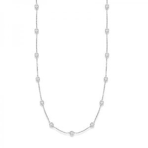 36 inch Long Diamond Station Necklace Strand 14k White Gold 2.00ct - All