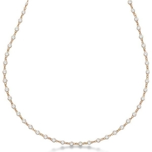 Diamond Station Eternity Necklace in 14k Rose Gold 1.51ct - All