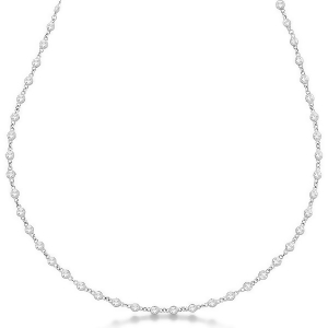 Diamond Station Eternity Necklace in 14k White Gold 3.04ct - All