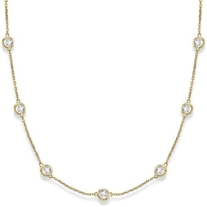 Diamond Station Necklace Bezel-Set in 14k Yellow Gold 3.00ct - All