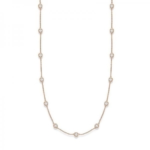 36 inch Long Diamond Station Necklace Strand 14k Rose Gold 4.00ct - All