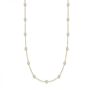 36 inch Long Diamond Station Necklace Strand 14k Yellow Gold 6.00ct - All