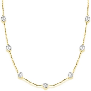 Diamond Station Necklace Bezel-Set in 14k Two Tone Gold 3.00ct - All