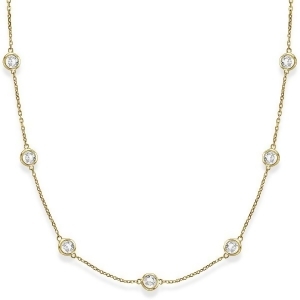 Diamond Station Necklace Bezel-Set in 14k Yellow Gold 4.00ct - All