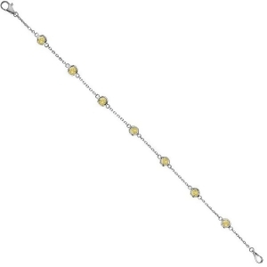 Fancy Yellow Diamond Station Bracelet Beze-Set 14K White Gold 0.25ct - All