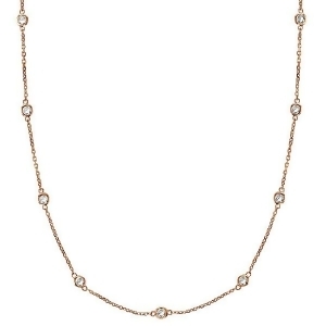 Diamond Station Necklace Bezel-Set in 14k Rose Gold 0.33 ctw - All