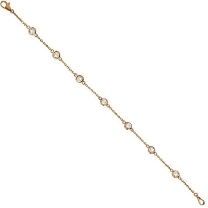 Diamond Station Bracelet Bezel-Set 14K Rose Gold 0.50ct - All