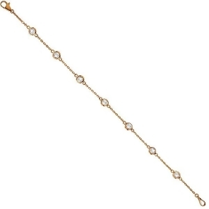 Diamond Station Bracelet Bezel-Set 14K Rose Gold 0.75ct - All