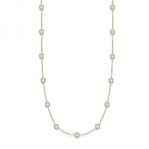 36 Inch Long Diamond Station Necklace Strand 14k Yellow Gold 8.00ct - All