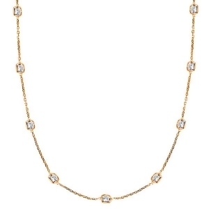 Cushion-cut Fancy Diamond Station Necklace 14k Rose Gold 4.00ct - All