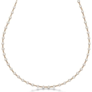Diamond Station Eternity Necklace in 14k Rose Gold 4.01ct - All