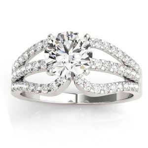 Diamond Triple Row Engagement Ring Setting 14k White Gold 0.52ct - All