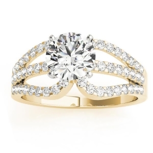 Diamond Triple Row Engagement Ring Setting 14k Yellow Gold 0.52ct - All