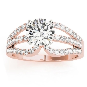 Diamond Triple Row Engagement Ring Setting 14k Rose Gold 0.52ct - All