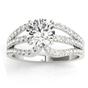 Diamond Triple Row Engagement Ring Setting 18k White Gold 0.52ct - All