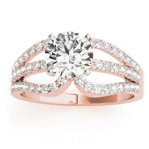 Diamond Triple Row Engagement Ring Setting 18k Rose Gold 0.52ct - All