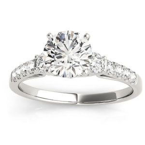 Diamond Three Stone Engagement Ring 14k White Gold 0.43ct - All