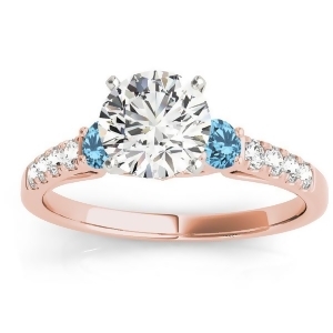 Diamond and Blue Topaz Three Stone Engagement Ring 14k Rose Gold 0.43ct - All