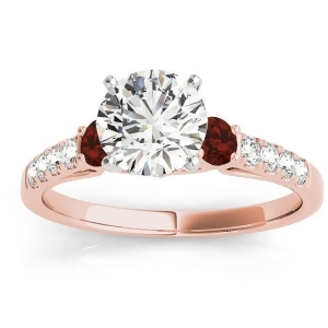 Diamond and Garnet Three Stone Engagement Ring 14k Rose Gold 0.43ct - All
