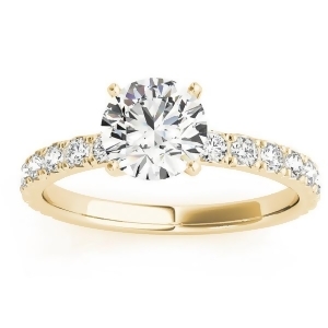 Diamond Single Row Engagement Ring Setting 14k Yellow Gold 0.32ct - All