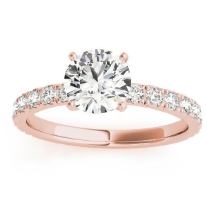 Diamond Single Row Engagement Ring Setting 14k Rose Gold 0.32ct - All