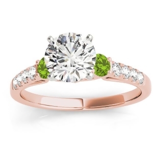 Diamond and Peridot Three Stone Engagement Ring 14k Rose Gold 0.43ct - All