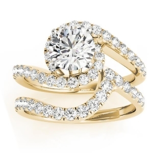 Diamond Twisted Swirl Bridal Set Setting 14k Yellow Gold 0.62ct - All