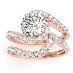 Diamond Twisted Swirl Bridal Set Setting 14k Rose Gold 0.62ct - All