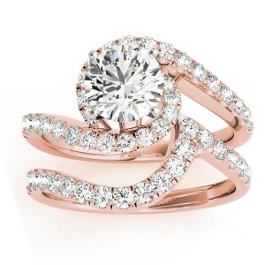 Diamond Twisted Swirl Bridal Set Setting 18k Rose Gold 0.62ct - All